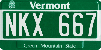 VT license plate NKX667