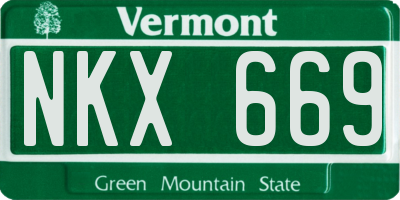 VT license plate NKX669