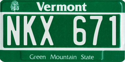 VT license plate NKX671