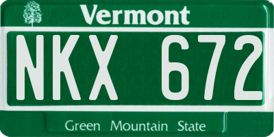 VT license plate NKX672