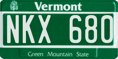 VT license plate NKX680