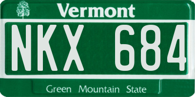 VT license plate NKX684
