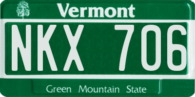 VT license plate NKX706