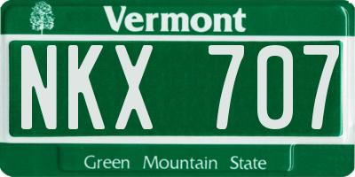 VT license plate NKX707