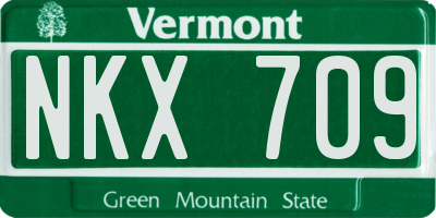VT license plate NKX709