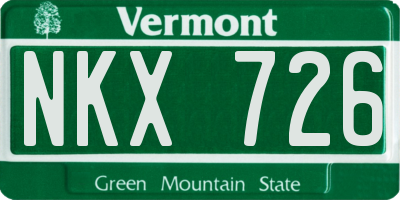 VT license plate NKX726