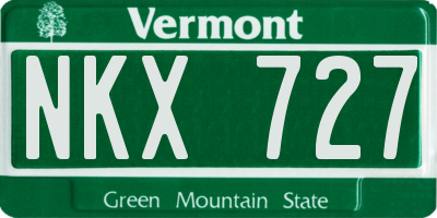 VT license plate NKX727