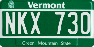 VT license plate NKX730