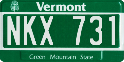 VT license plate NKX731