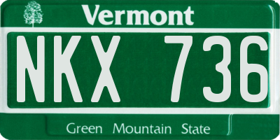 VT license plate NKX736