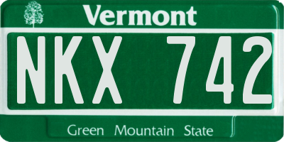 VT license plate NKX742
