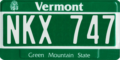 VT license plate NKX747