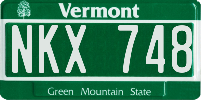 VT license plate NKX748