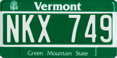 VT license plate NKX749