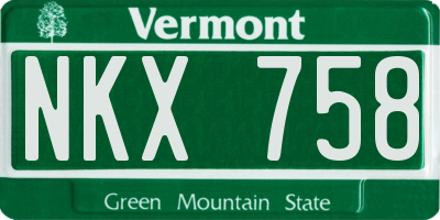 VT license plate NKX758
