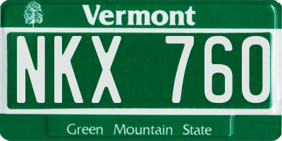 VT license plate NKX760