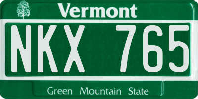 VT license plate NKX765