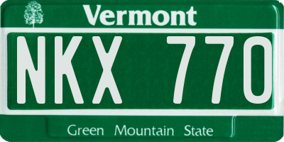 VT license plate NKX770
