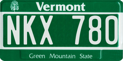 VT license plate NKX780