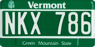 VT license plate NKX786