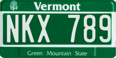 VT license plate NKX789