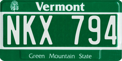 VT license plate NKX794