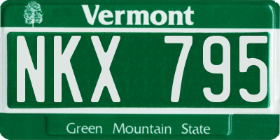 VT license plate NKX795