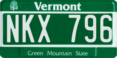VT license plate NKX796