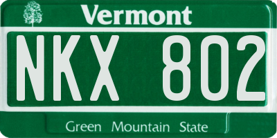 VT license plate NKX802