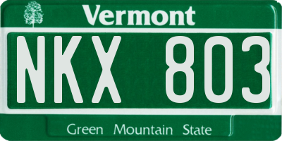 VT license plate NKX803
