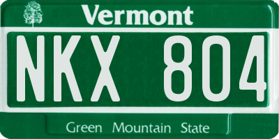 VT license plate NKX804