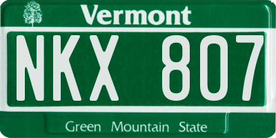 VT license plate NKX807