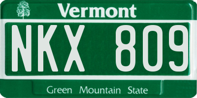 VT license plate NKX809