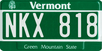 VT license plate NKX818