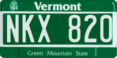 VT license plate NKX820