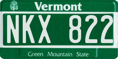 VT license plate NKX822