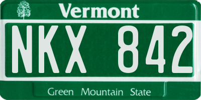 VT license plate NKX842
