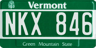 VT license plate NKX846