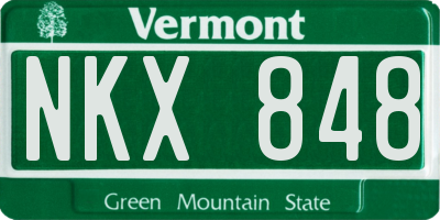 VT license plate NKX848