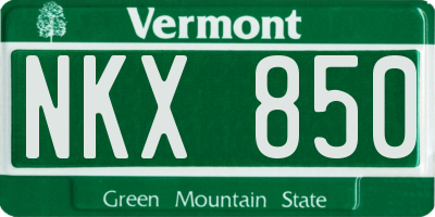 VT license plate NKX850