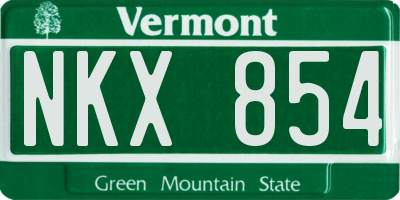 VT license plate NKX854