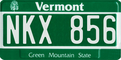 VT license plate NKX856