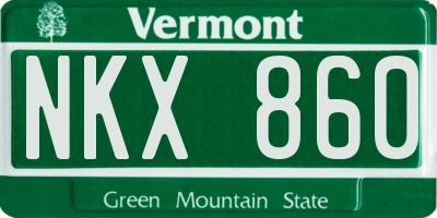 VT license plate NKX860