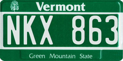 VT license plate NKX863