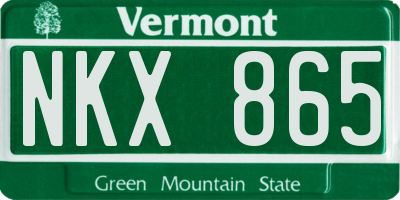 VT license plate NKX865