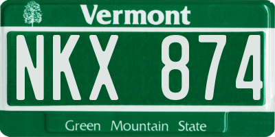 VT license plate NKX874