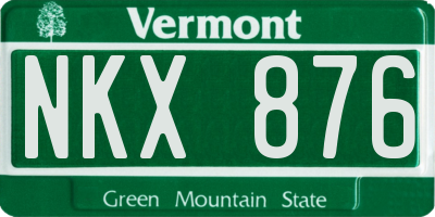 VT license plate NKX876