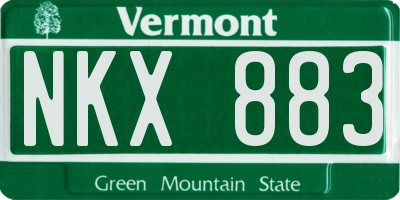 VT license plate NKX883