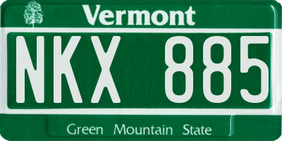 VT license plate NKX885