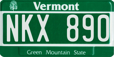 VT license plate NKX890